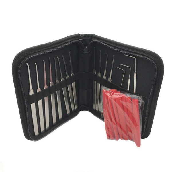 Stainless Steel Lock Pick Set 15 Pcs with Mechanical Feedback Analysis for Locksmith Tools