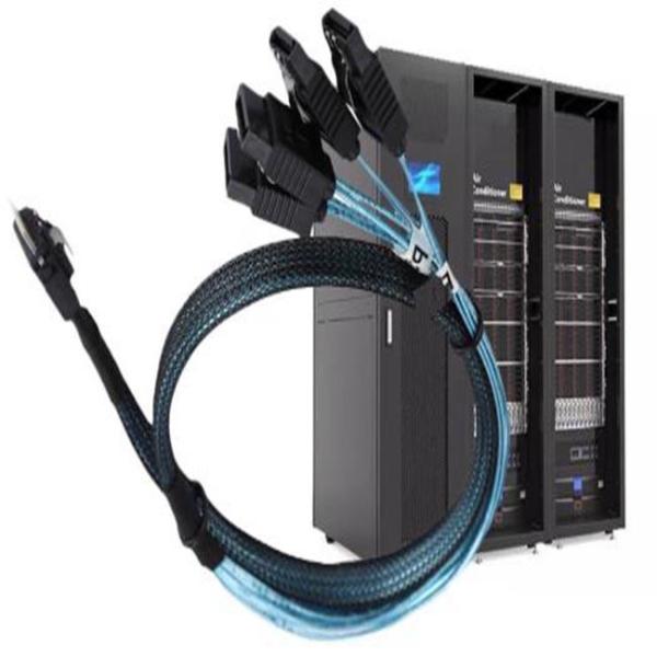 12Gbps Mini Sas 38p SFF 8654 To 4 SATA Extension Cable