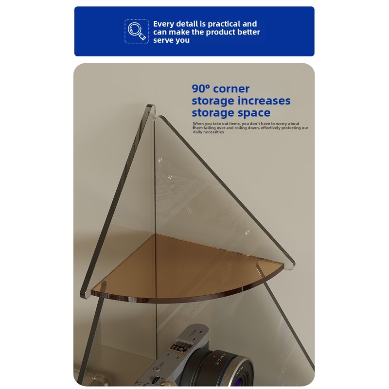 New Style High-End Thickened Highly Transparent Standing Triangle Three-Layer Minimalist Modern Cosmetic Acrylic Storage Rack
