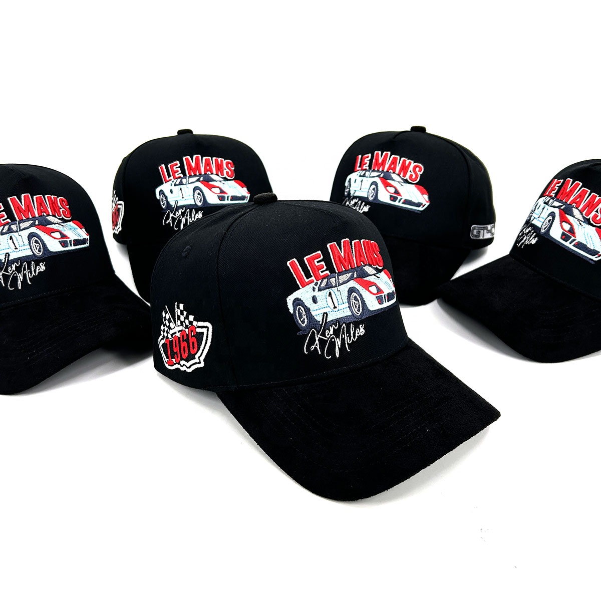 Baseball Hats Customized 3D Embroidered Logo 5 Panel Suede Cap Satin Lining With PVC Metal Logo
