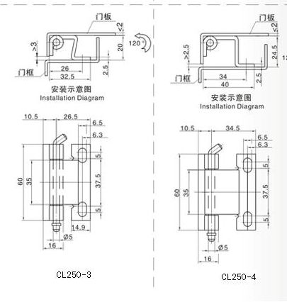 CL250 mechanical electrical cabinet hinge industrial switchgear electric cabinet hinge