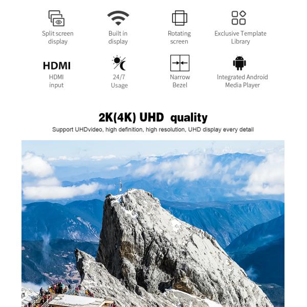 Restaurant Ceiling Mount Frameless Menu Board Wifi Digital Signage with Android System