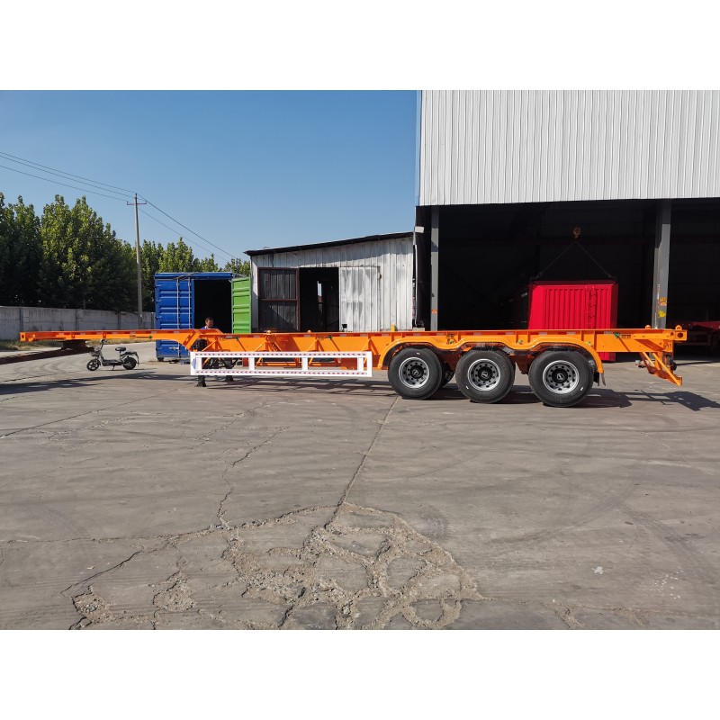 Truck trailer 60 tons 2 container chassis skeleton semi trailer with mechanical suspension