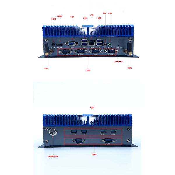 Fanless Embedded Computer Intel Core I3/I5/I7 256GB Dual Ethernet COM Parallel Port 2x DDR4 SO-DIMM Factory Automation