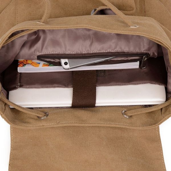 Retro Brown Canvas Backpack Multi-functional Inner Pockets Large Capacity Outdoor Sports Backpack Durable and long-lasting Style