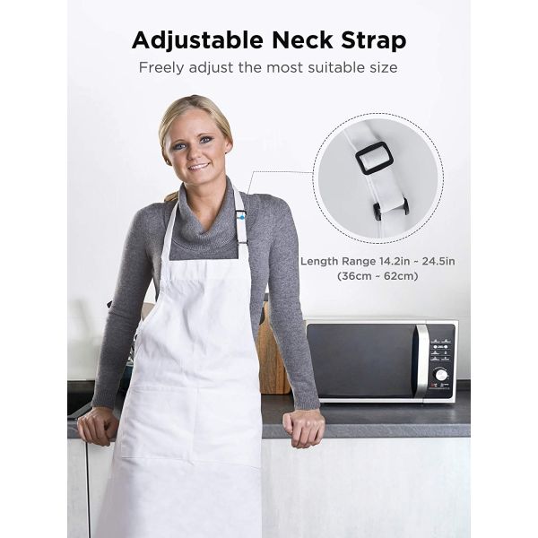 Adjustable White Polyester Apron Sublimation With 2 Pockets Waterdrop Resistant Cooking Kitchen Aprons For BBQ Painting