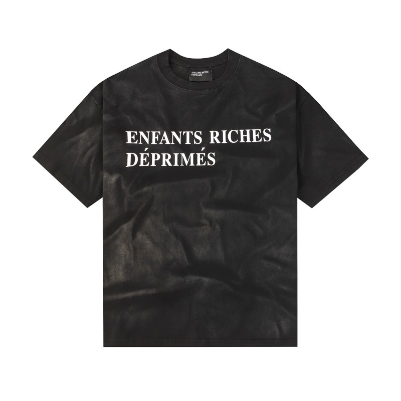Breaking Foundation Washed Gradient Versatile Melancholic Second-Generation Slogan Casual Oversized Vintage Breathable T-Shirt