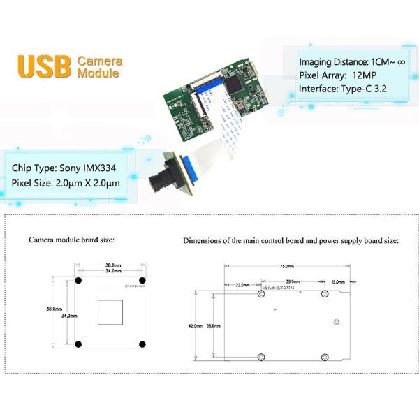 12MP HD Type-C HDMI USB3.2 Interface 4K 60FPS IMX334 USB Camera Module