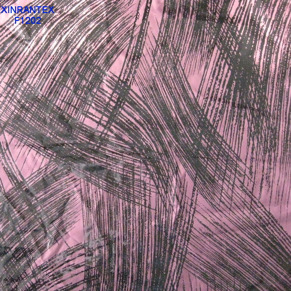 F1202 100% polyester fabric foil finishing for jacket