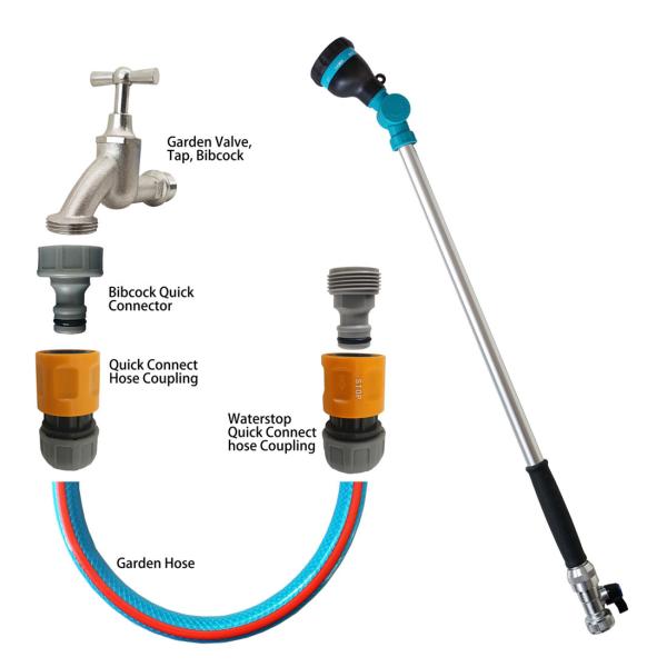 8 Modes Hose Spray Metal Watering Wand W/ Adjustable Angle