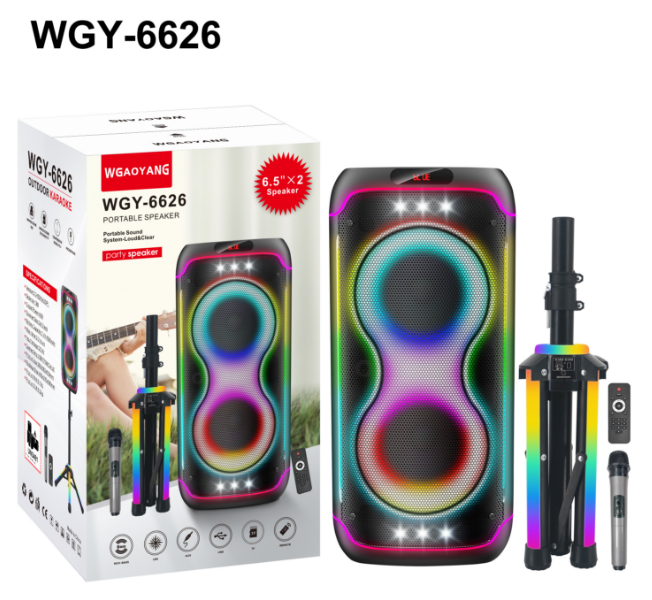 Double 6.5-Inch Portable Party Speaker User Friendly Interface Strong Audio Output For Celebrations And Gatherings