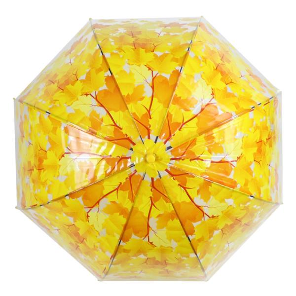 Long Handle Straight Umbrella with Maple Leaf Apollo Transparent Material Design