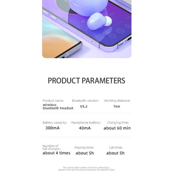 Bluetooth 5.2 TWS Earphone Waterproof Automatic Noise Cancellation Type-c Fast Charging 5-hour Battery Life F10 Dynamic Driver