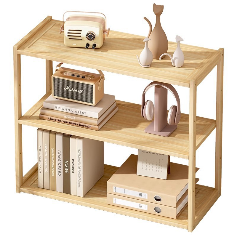 Small Solid Wood Multi-Layer Partition Shelf Double Tiers Bookshelf/Desk Storage/Bedside Storage Plastic Use Office Furniture