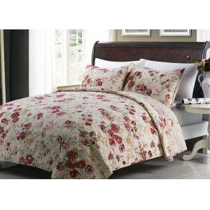 Quality White Quilted Bedspreads And Coverlets 3pcs Printed Machine Quilting for sale