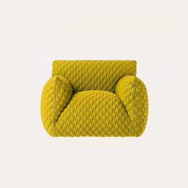 Vacation Hotel Waiting Room Sofa Modern Single Blue Linen Fabric Sofa