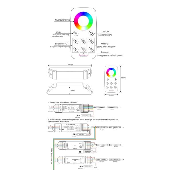 Temperature Dimmable LED RGBW Controller Multi Zone Control RGBW Wifi Controller