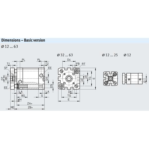 Guide Piston Rod ISO 21287 Double Acting Standard Hole Pattern Compact Cylinders FESTO 577212 ADNGF-20-30-PPS-A 574027 ADNGF-32-40-PPS-A