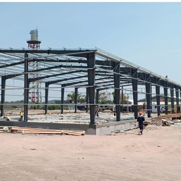Close-up of steel frame construction