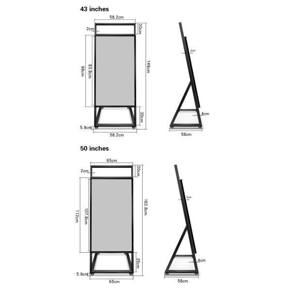 43 Inch Lightweight Movable Kiosk Digital Signage With Wheels
