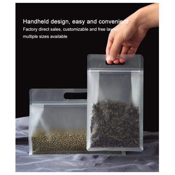 Eight Sided Frosted Transparent Plastic Bag Flat Bottom Box Pouch with Stand Zipper Gusset Side Seal for Sealing Eight Sides