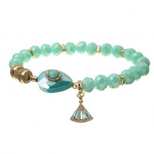 Quality Pearl Turquoise Pastel Stretchy Crystal Bracelets with Glass Glazed Beads String for sale