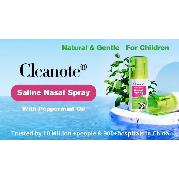 Cleanote Saline Nasal Spray with Peppermint 60ml Physiological Solution spray For Children Kid's Runny Nose Refreshing Gentle