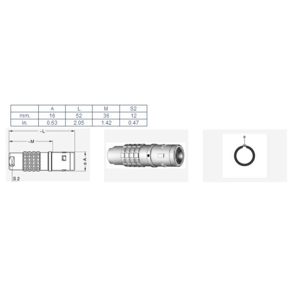 Transducer 2K Lemo K Series Waterproof Cable Connector , Soldering Cable Connectors