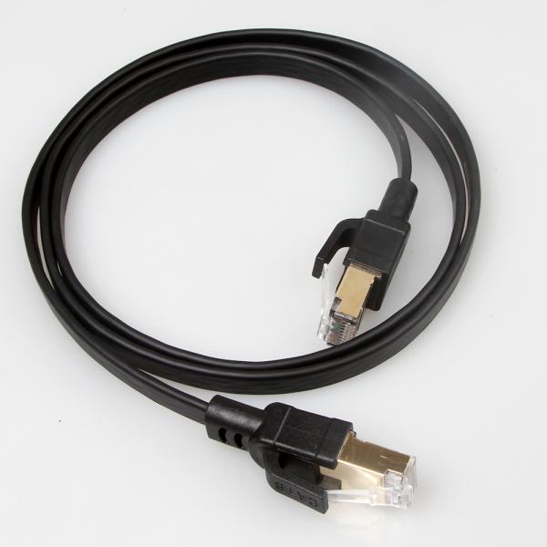 Flat SFTP RJ45 Cat8 Patch Cable 40Gbps 2000Mhz Black Color Durable