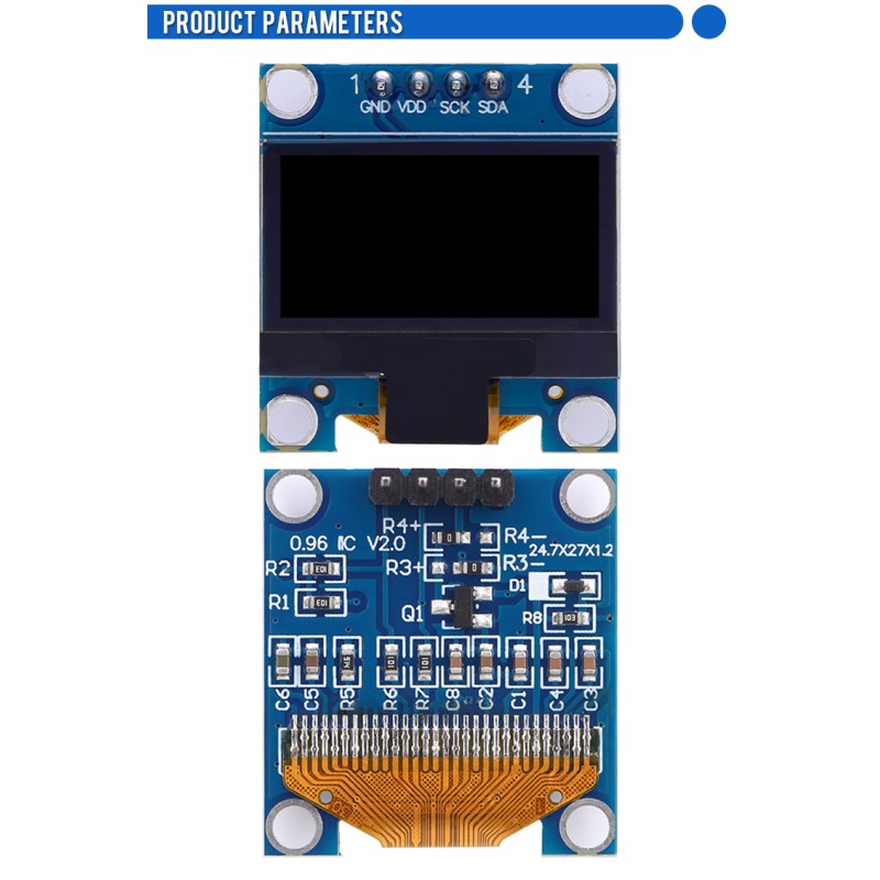 OLED0.96 White Light LCD Screen 128X64 SSD1315 IIC Interface 4-PIN Module Small Screen