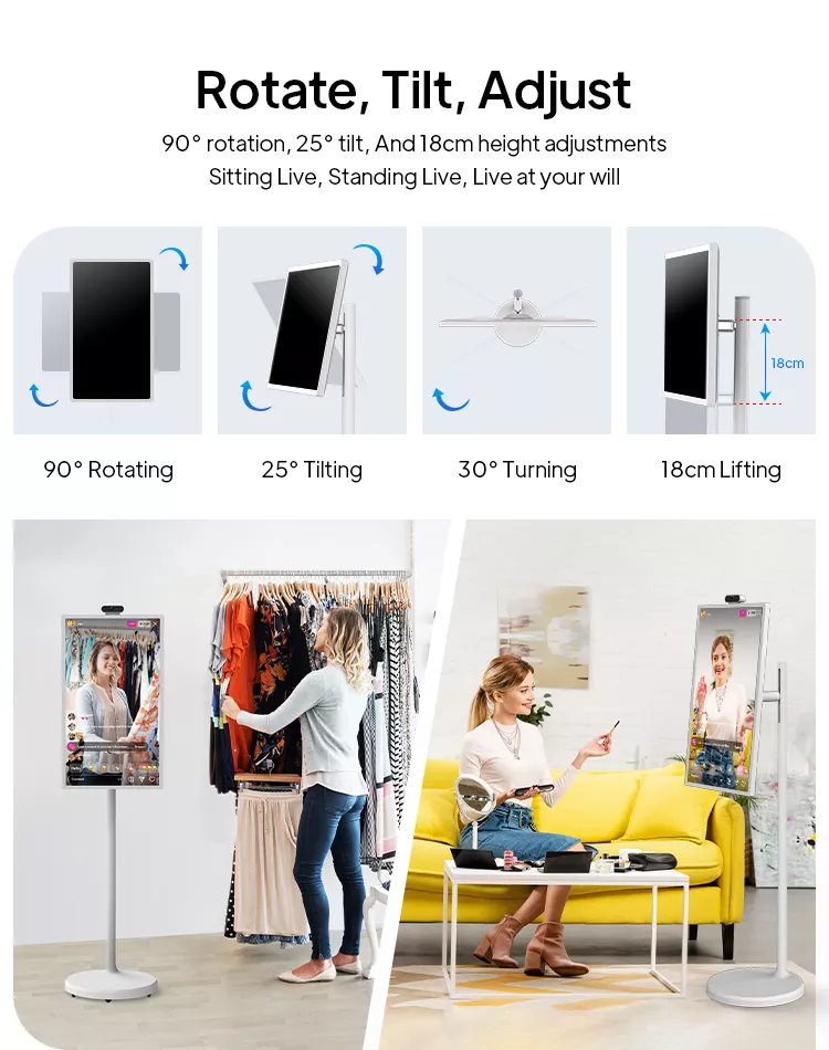 32 Inch Movable Smart Screen Rollable Touch TV Battery Powered Portable IPS Monitor Wireless Companion Display Factory