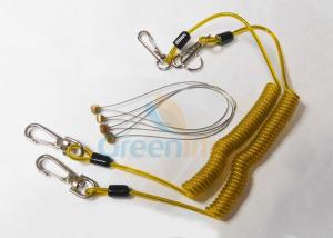 Quality Safety 5.9'' Steel Inside Plastic Coil Lanyard Transparent Yellow PU Coating for sale