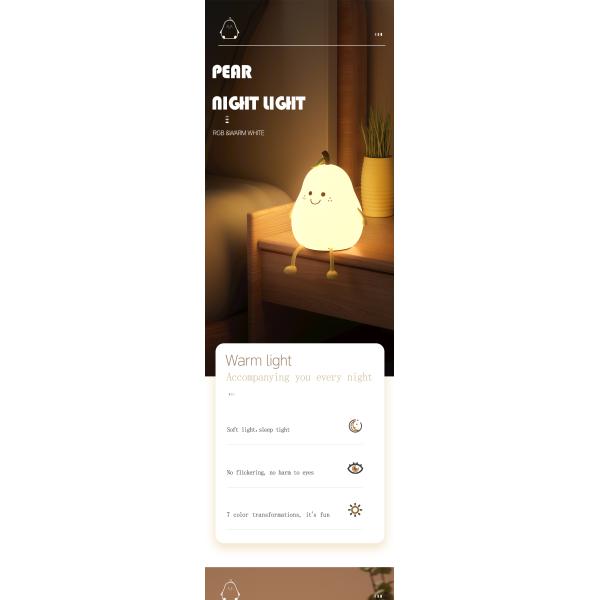RGB USB Rechargeable LED Night Light Lamp Switch Control Timing Adjustable Brightness Cute Modern Design Small Size Bedrooms