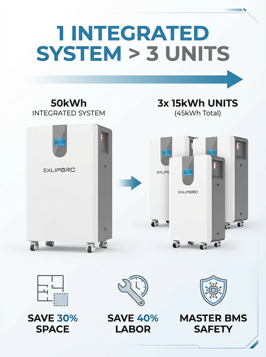 50kWh 980Ah Split Stackable LiFePO4 Battery with Intelligent BMS for Residential and Commercial Energy Storage System