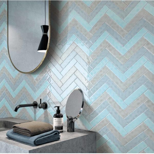 Herringbone Ceramic Wall Tile 50x200mm in Multiple Colors