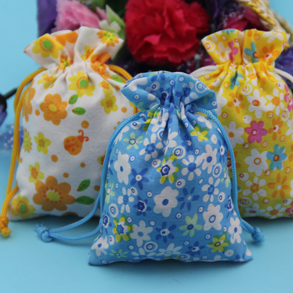 Drawstring Cloth Cotton Storage Bag With Linen Printed Logo Portable To Use