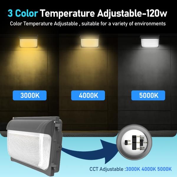 Adjustable CCT Wall Pack Light 120W IP65 for Warehouses