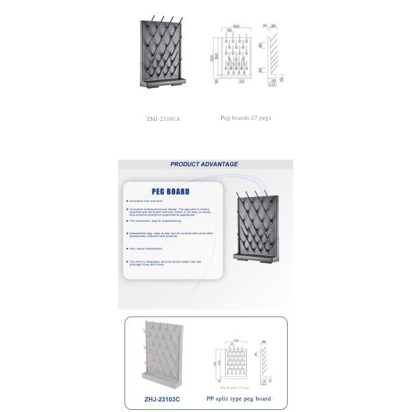 Corrosion Resistant Lab Peg Board , Square Lightweight PP PegBoard