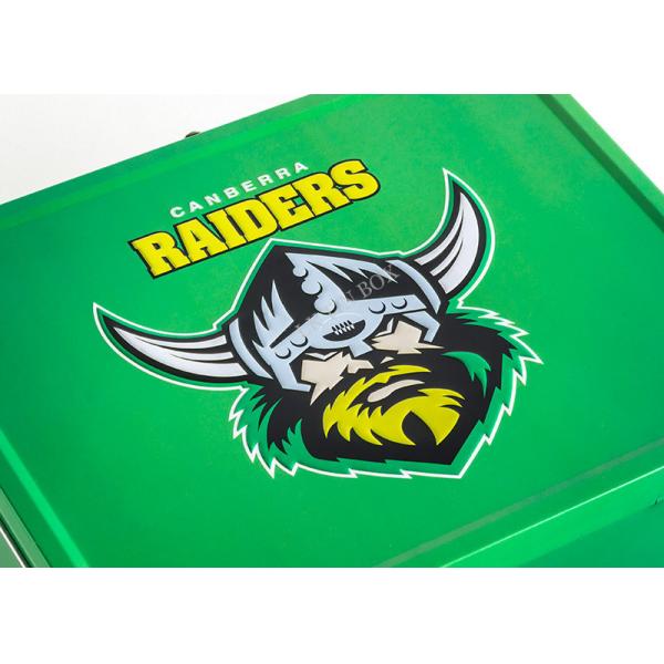 Sports 3D Embossed Rectangular Lunch Tin Box Metal Wire Hinge OEM Accepted