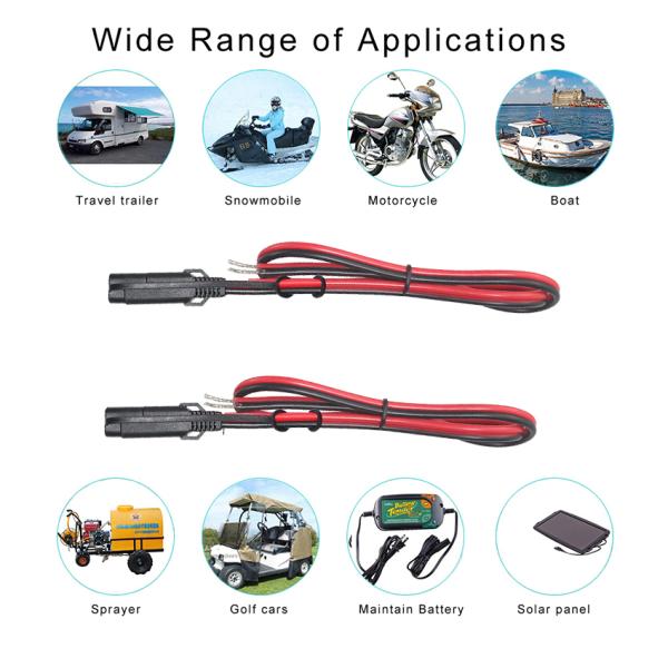 SAE to Tinned Copper Wire Cable 12V 24V Solar Panel Connection