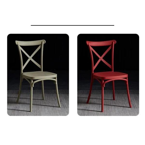 Hotel Wedding Event PP Pink Plastic Dining Chairs Stackable Customized X Cross Back