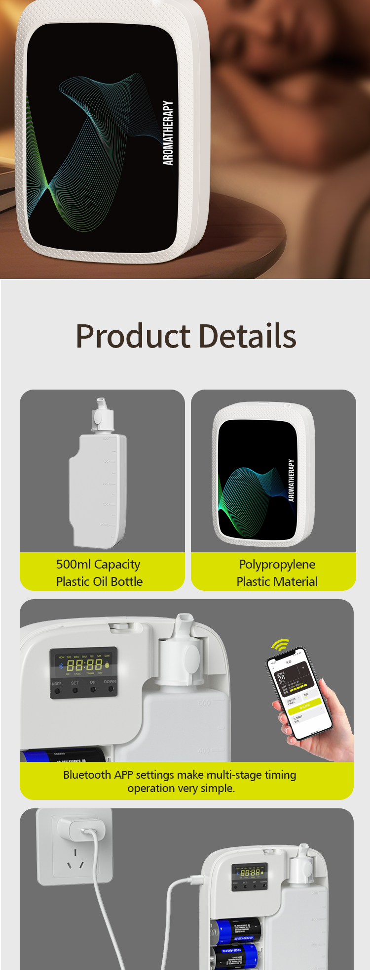 Eco Friendly Aroma Diffusers With Timing Function Commercial Wall Mounted Scent Diffuser