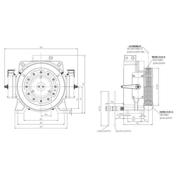 Single Wrap Gearless Traction Machine 320~1250kg Load Passenger Lift
