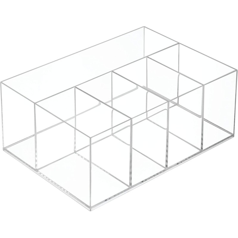 Custom Clear Acrylic Makeup Organizer Box Rectangle Divided Storage Container for Cosmetics Multifunctional Design
