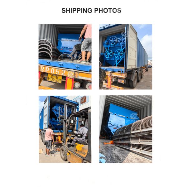 Peanut sheller machine packaging on plywood pallet