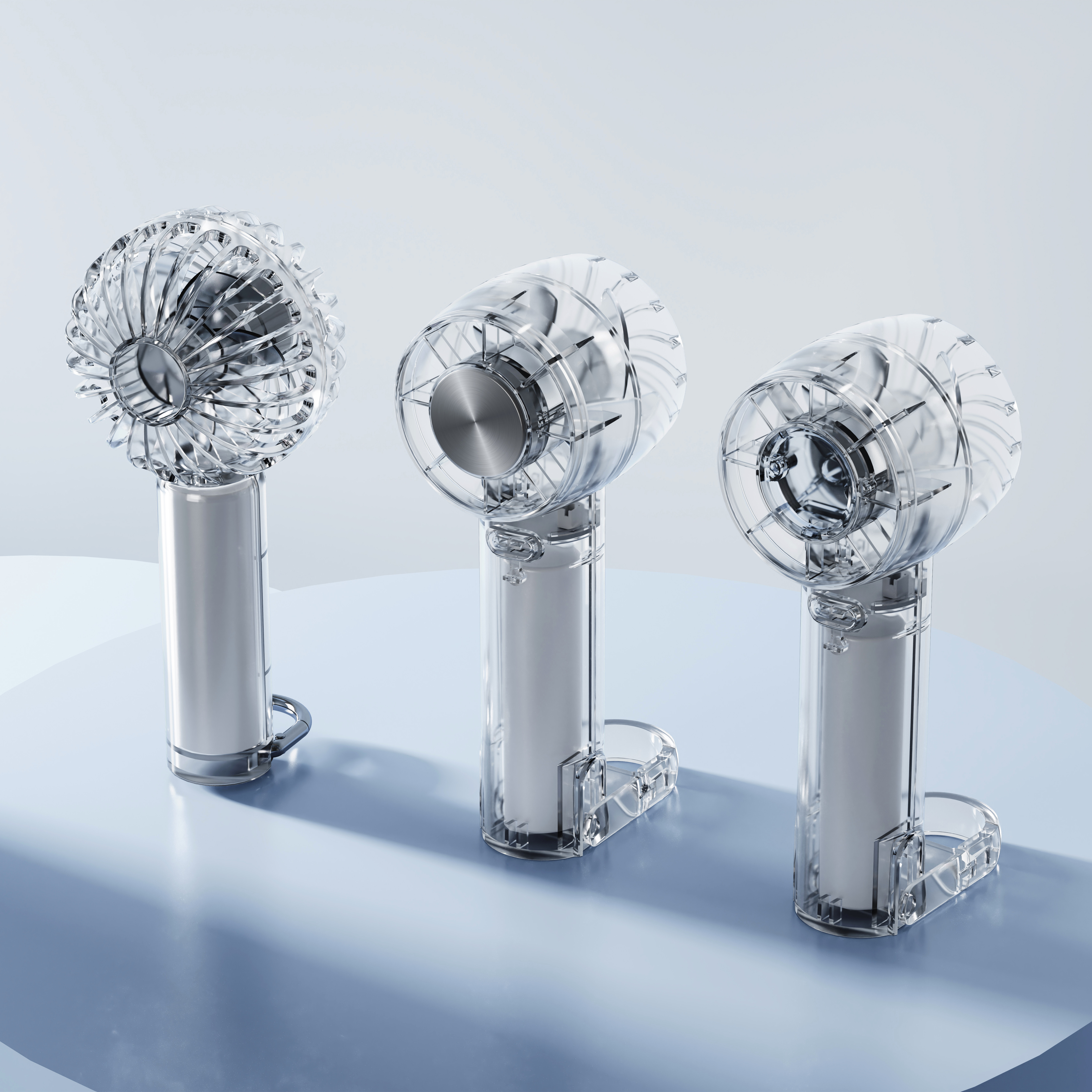 Wholesale Factory Custom Logo 2 Models (Cooling/Regular) Crystal Clear PC Cold Portable Fan with Optional Cooling Function