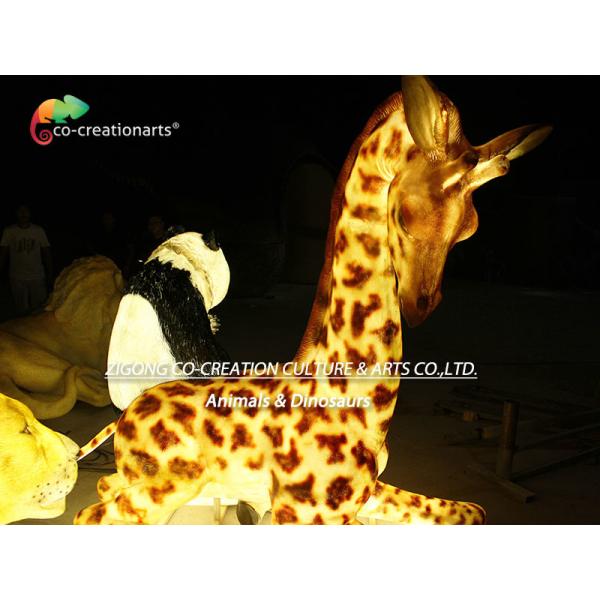 Lighting Theme Park Fiberglass Giraffe Simulation Color