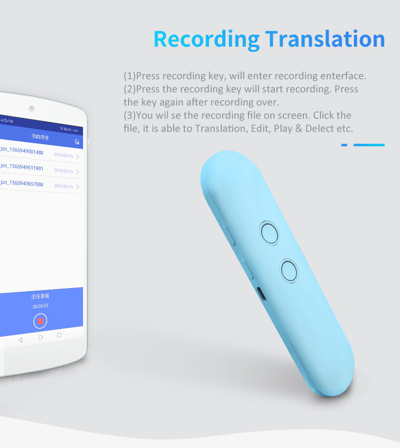 Two Way Portable Language Translator Machine Mini AI Translation Pen