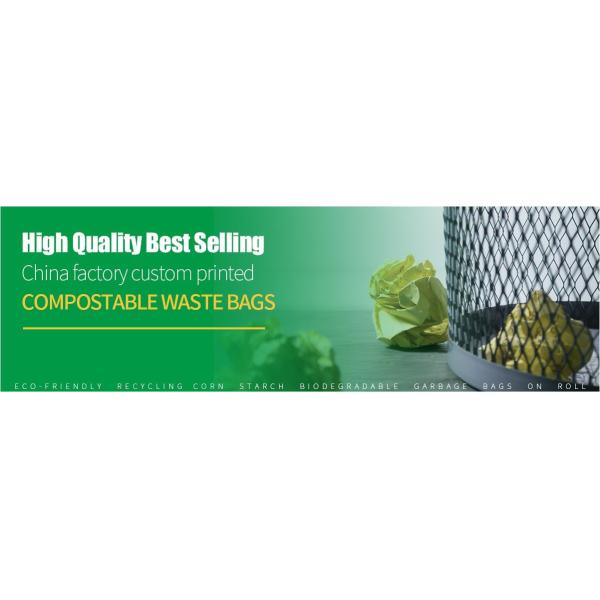 100% biodegradable disposable compostable garbage bag, biodegradable kitchen bin liner compostable flat trash bag on rol