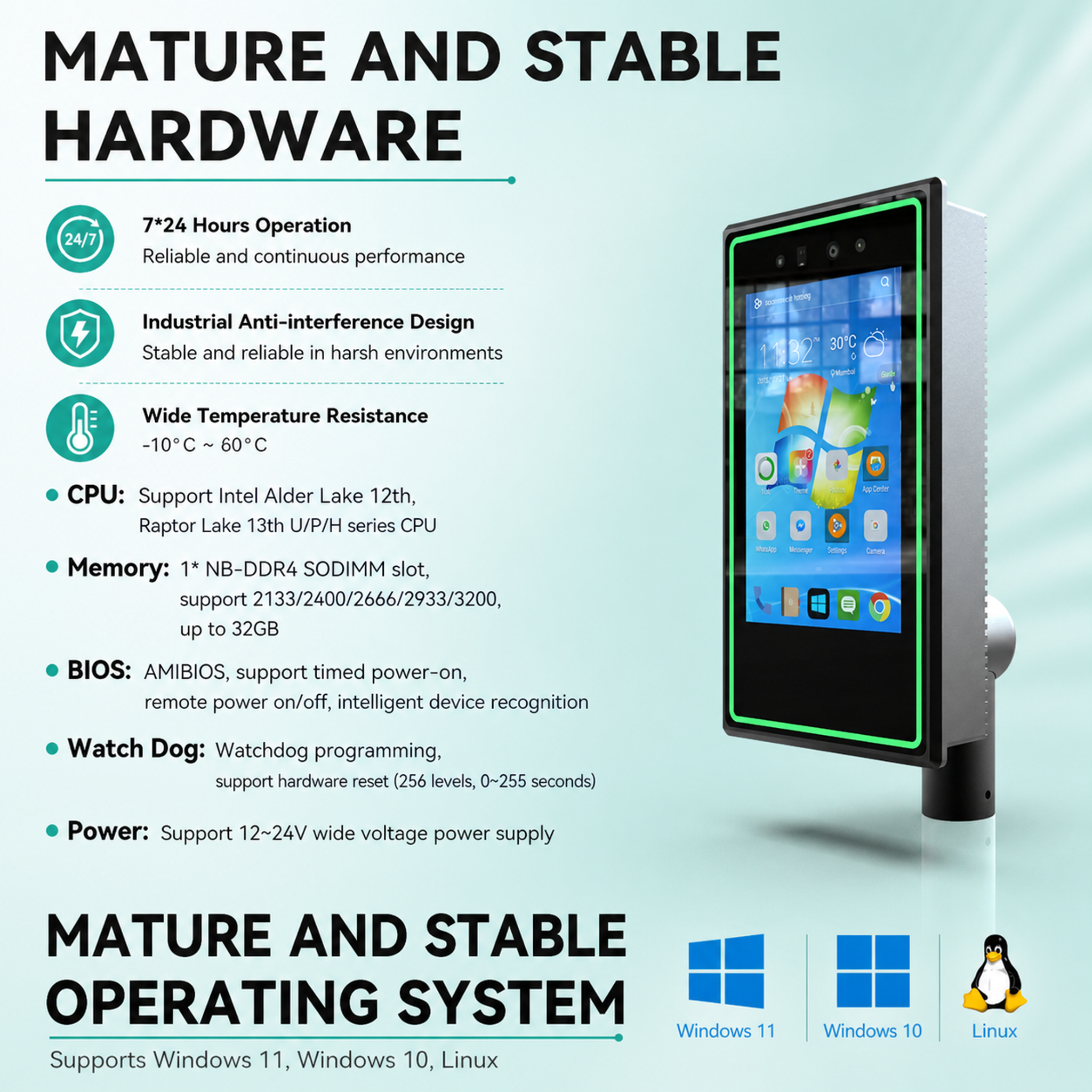 8" 3D Structured Light Face Recognition Turnstile Access Control Terminal